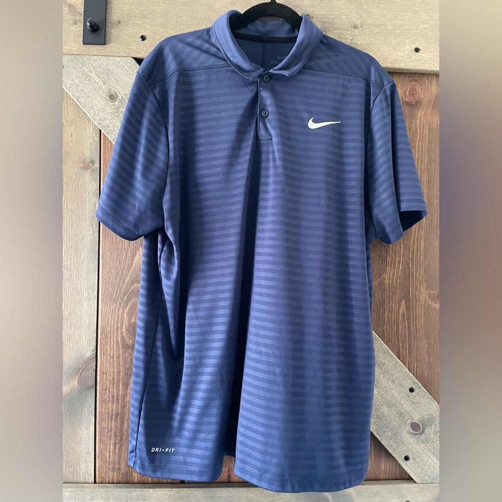 Nike Men's Striped Navy Golf Polo Shirt
